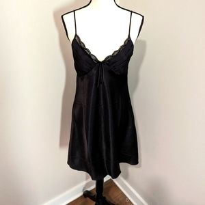 Satin black nightgown slip babydoll lingerie gown size L